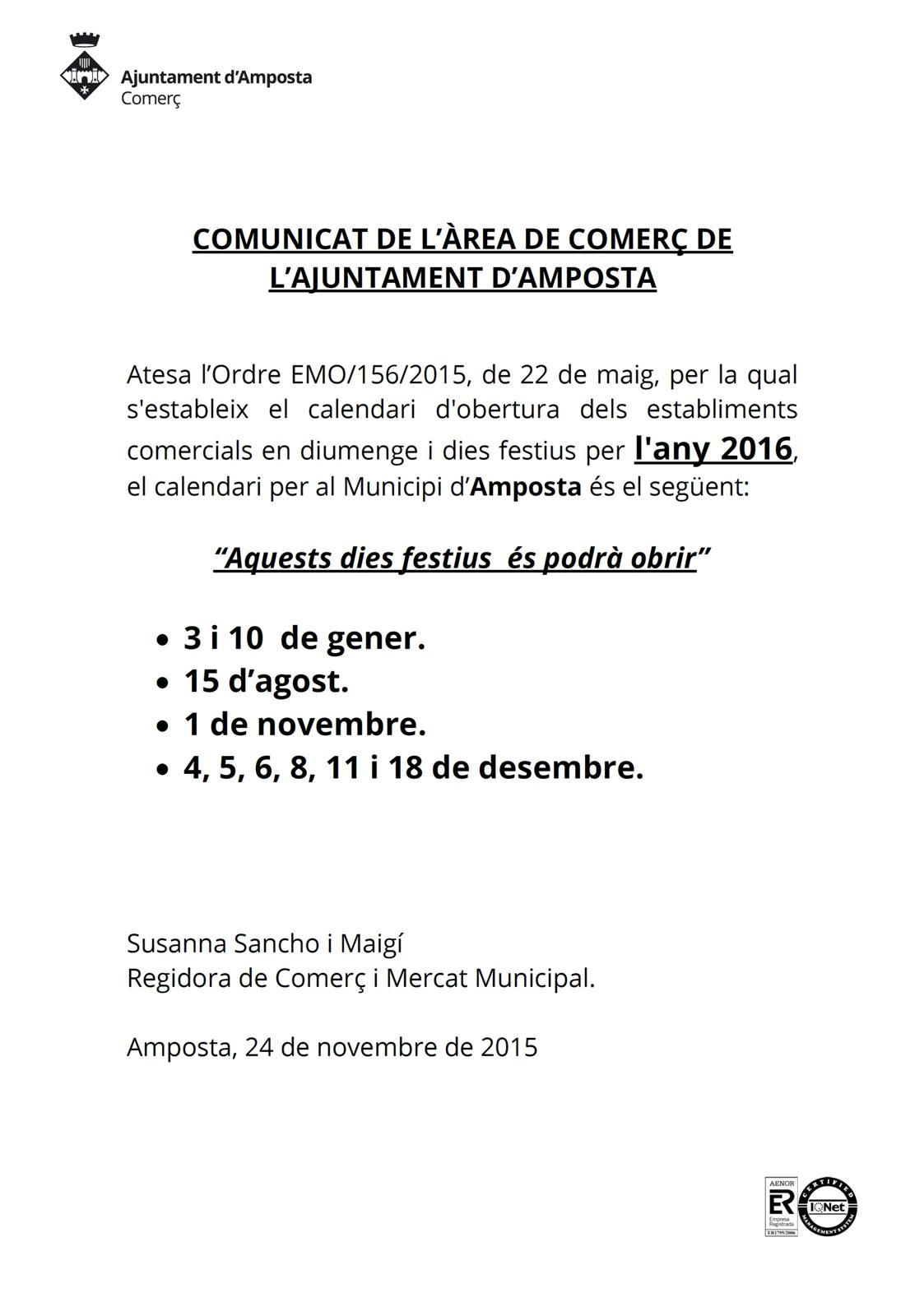 Ajuntament d´Amposta > Informació Oficial > El 22 de maig i el 7 de desembre, festes locals d’Amposta del 2017